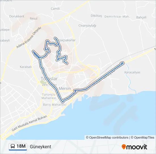 18M Bus Line Map