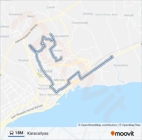 18M Bus Line Map
