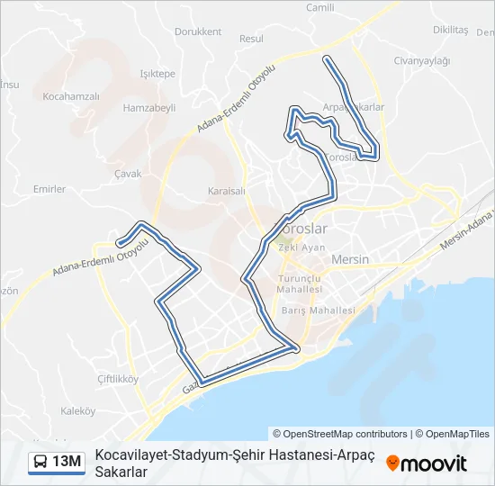 13M Bus Line Map