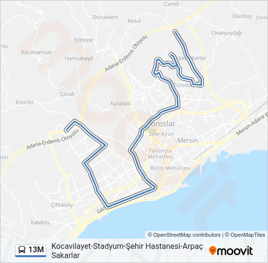 13M Bus Line Map