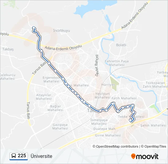 225 Bus Line Map