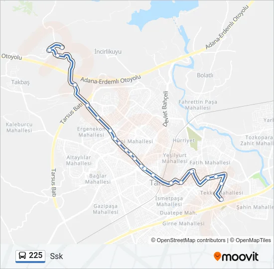 225 Bus Line Map