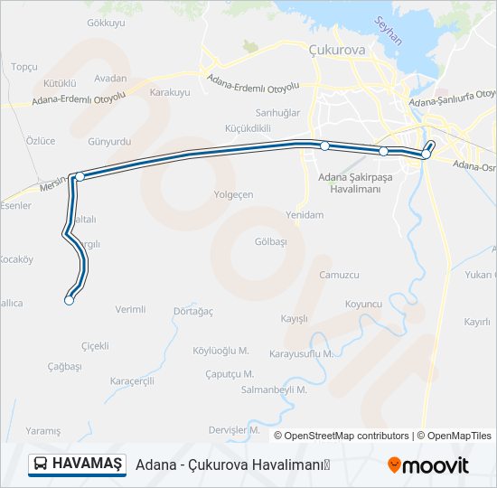 HAVAMAŞ otobüs Hattı Haritası