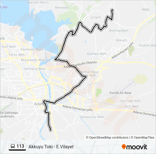 113 Bus Line Map