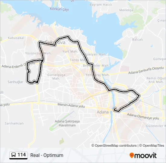 114 Bus Line Map