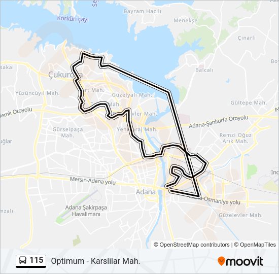 115 otobüs Hattı Haritası