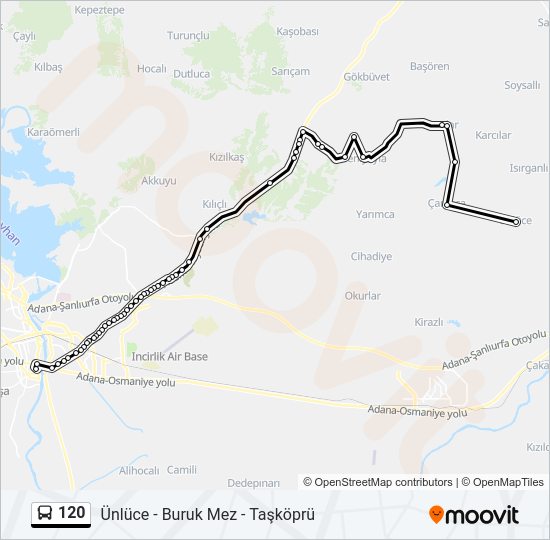 120 otobüs Hattı Haritası