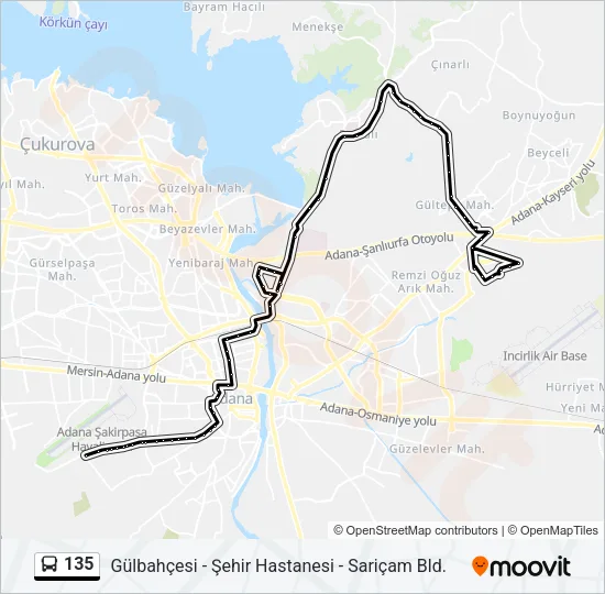 135 Bus Line Map