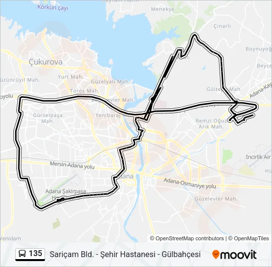 135 Bus Line Map