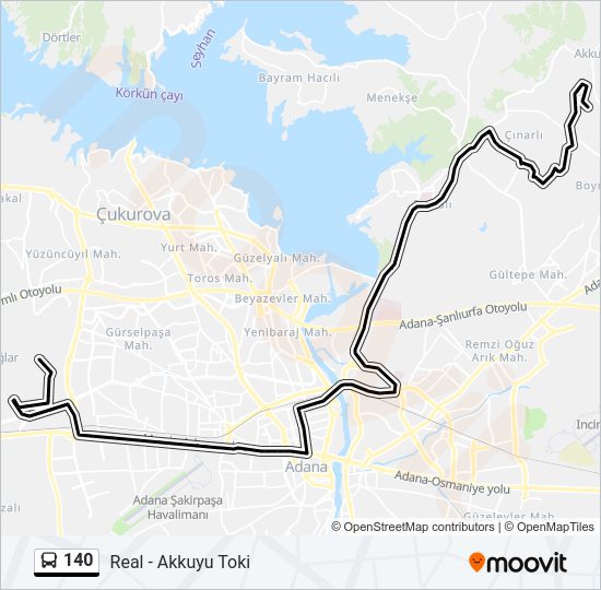 140 otobüs Hattı Haritası