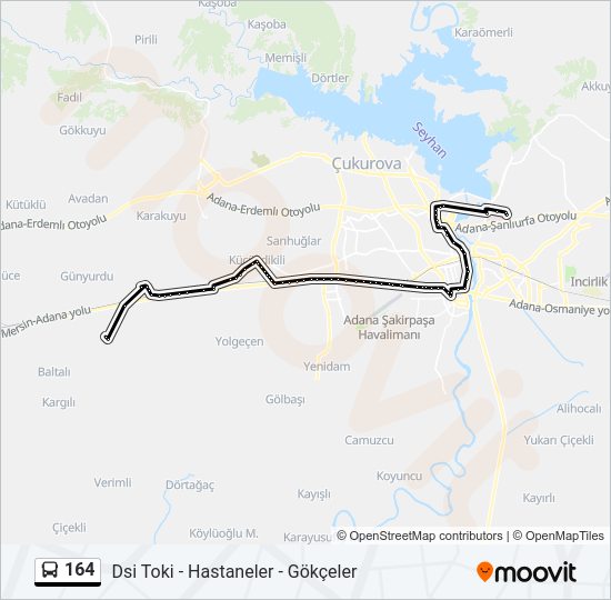 164 otobüs Hattı Haritası