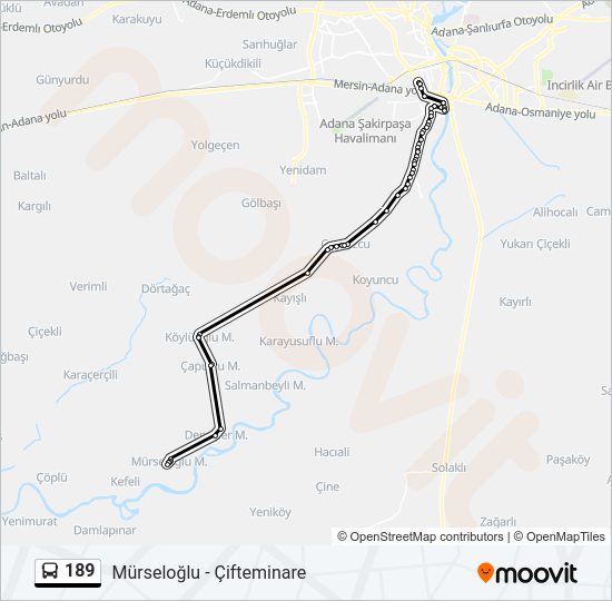 189 otobüs Hattı Haritası