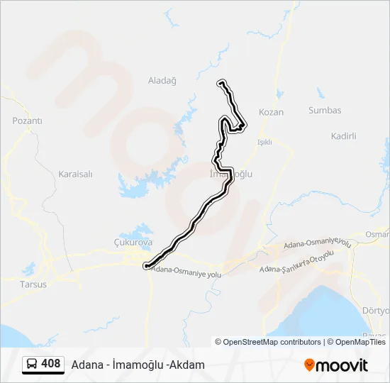 408 Route: Schedules, Stops & Maps - Adana - İmamoğlu -Akdam (Updated)