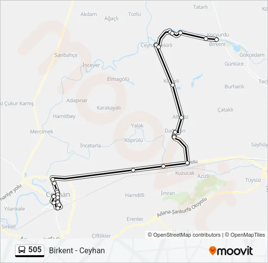 505 Bus Line Map