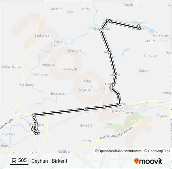 505 Bus Line Map