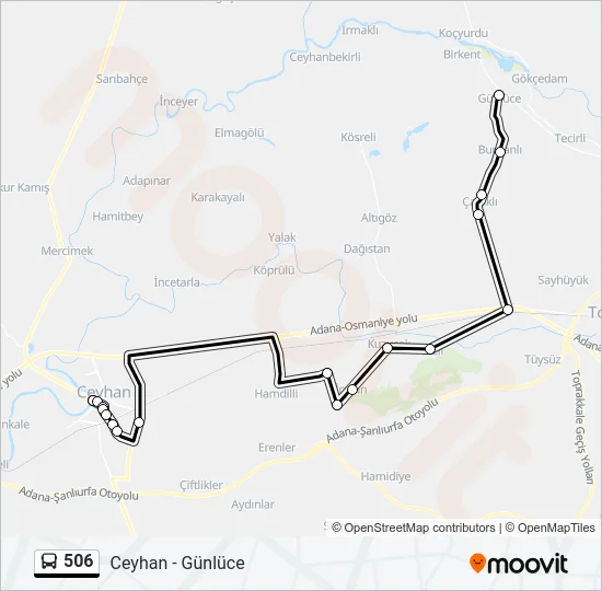 506 Bus Line Map