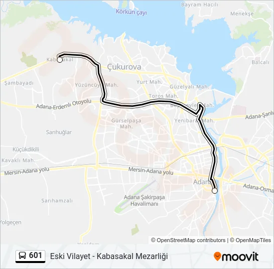 601 Bus Line Map