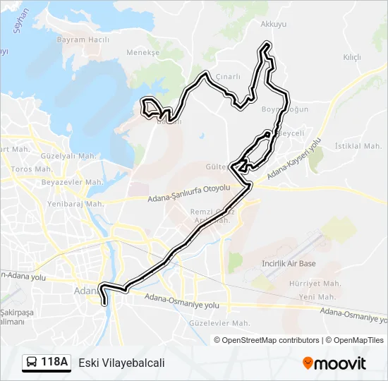 118A Bus Line Map