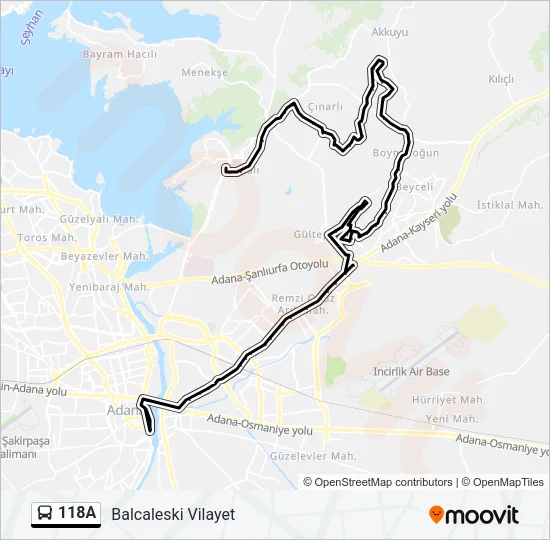 118A Bus Line Map