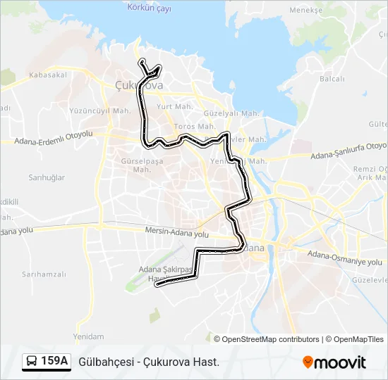 159A Bus Line Map