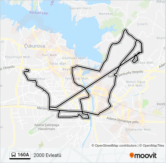 160A Bus Line Map