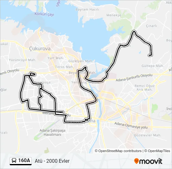 160A Bus Line Map