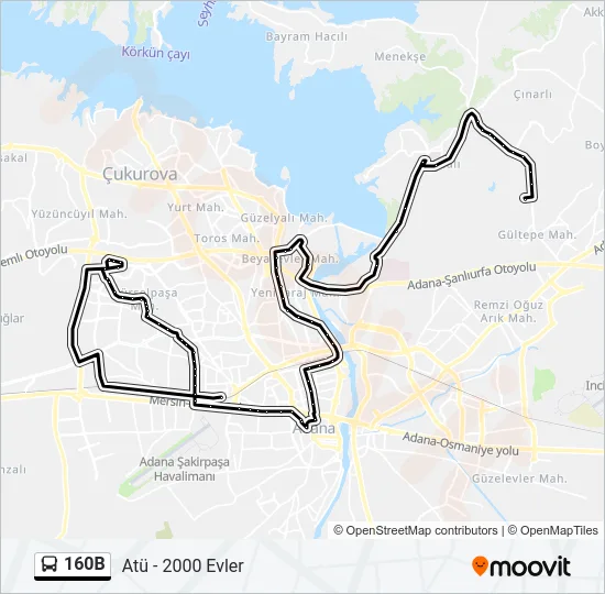 160B Bus Line Map