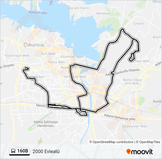 160B Bus Line Map