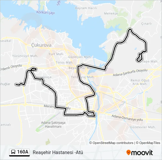 160A Bus Line Map
