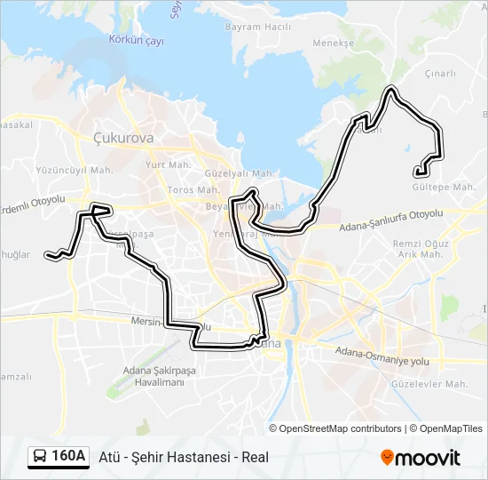 160A Bus Line Map