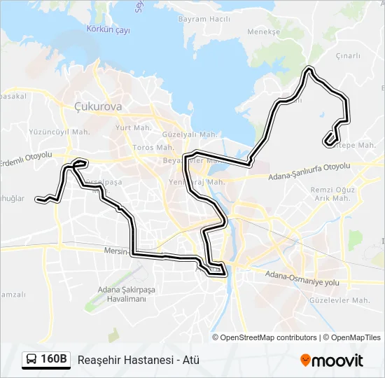 160B Bus Line Map