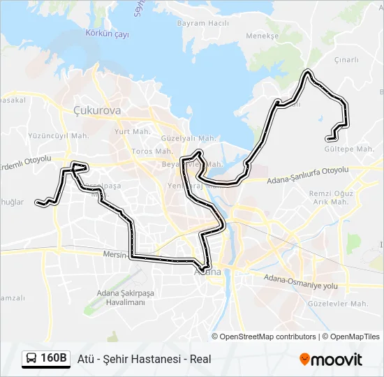 160B Bus Line Map