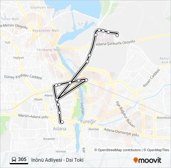 305 Bus Line Map
