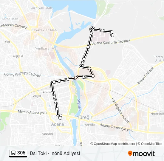 305 Bus Line Map