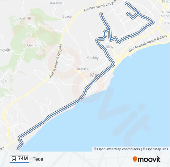 74M Bus Line Map