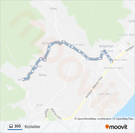 305 Bus Line Map