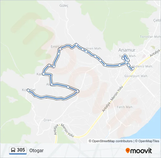 305 Bus Line Map