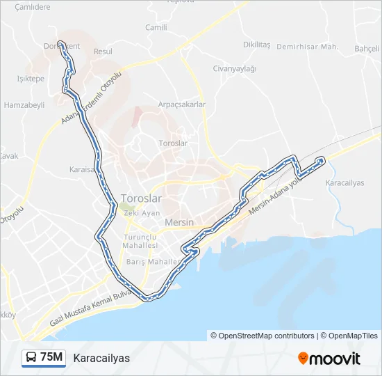 75M Bus Line Map