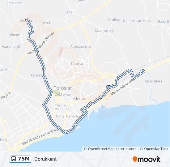 75M bus Line Map