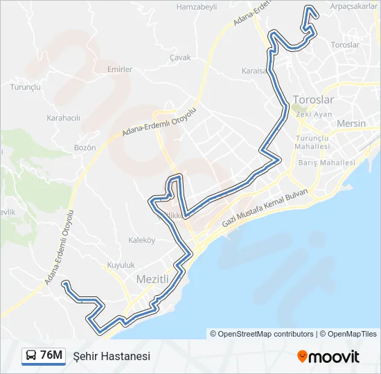 76M Bus Line Map