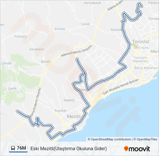 76M Bus Line Map