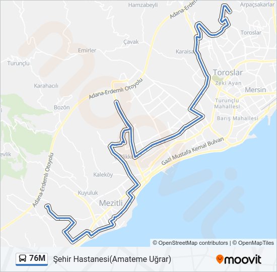 76M bus Line Map