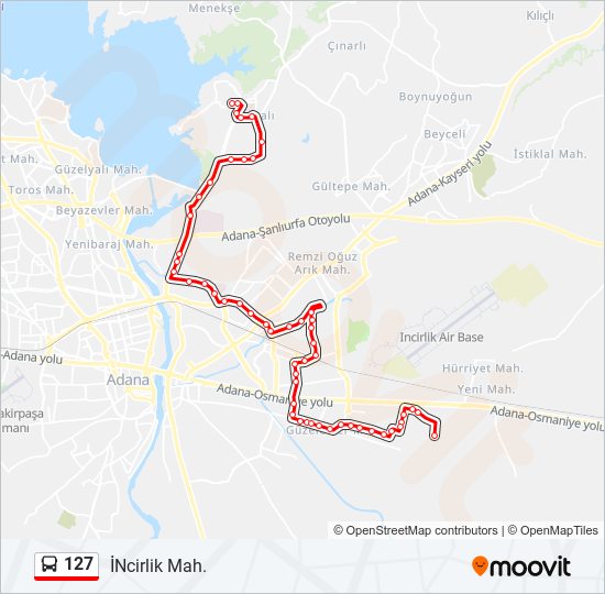 127 bus Line Map