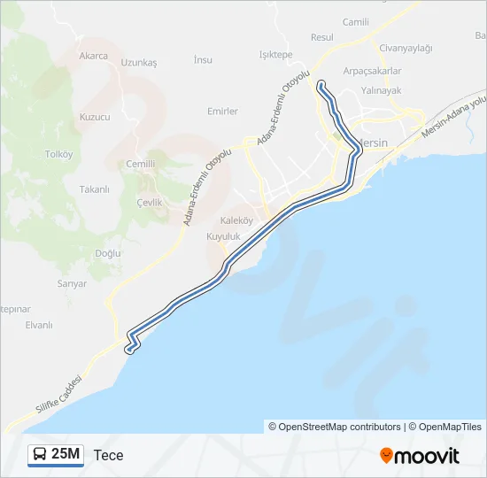 25M Bus Line Map