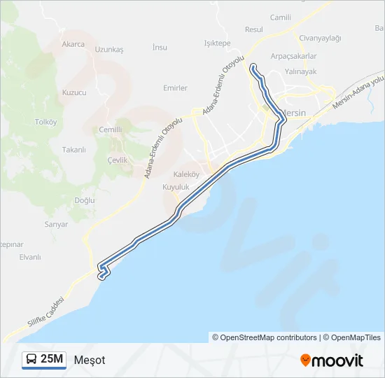 25M Bus Line Map