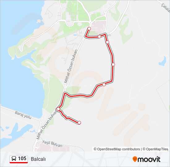 105 bus Line Map