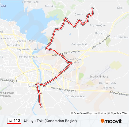 113 bus Line Map