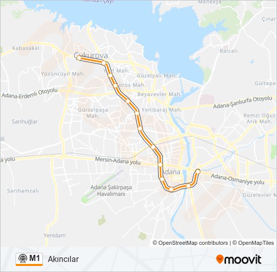 M1 metro Hattı Haritası