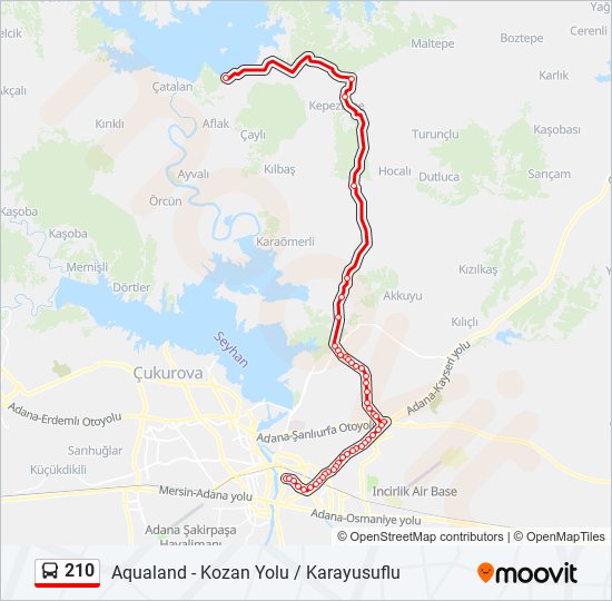 210 otobüs Hattı Haritası