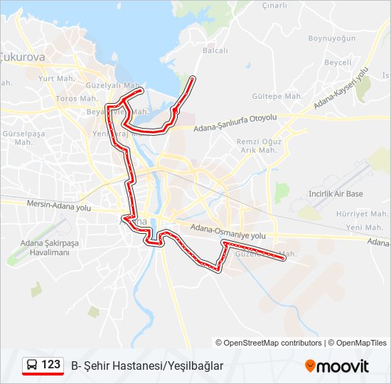 123 otobüs Hattı Haritası